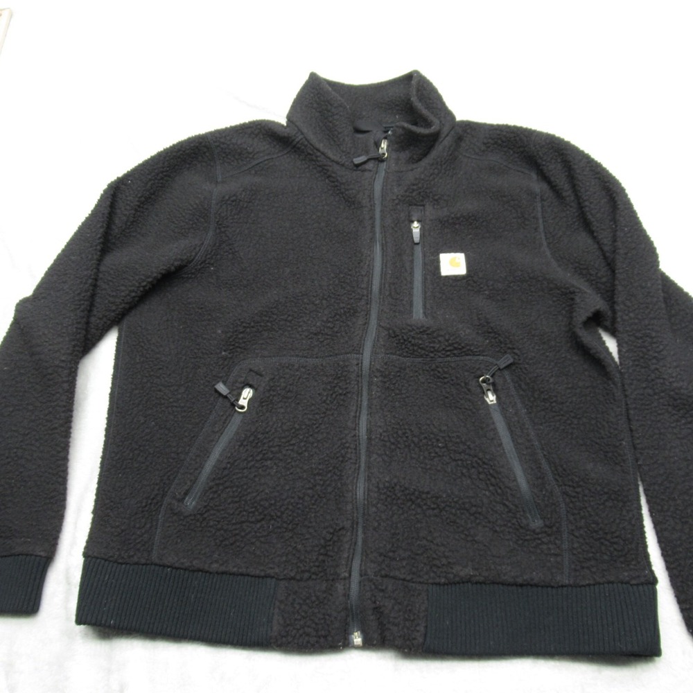 Carhartt Jacket Boys Large Black Zip Pocket Sherpa Fleece Full Zip Outdoor Read